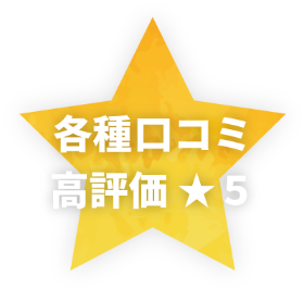 各種口コミ高評価 ★５